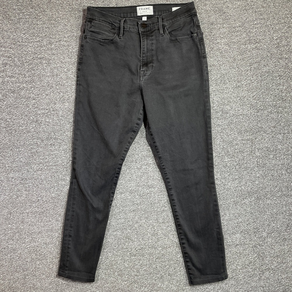 Frame Le High Skinny Jeans Womens 31 Whittier Faded Black High Rise